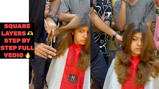 Square लेयर्सहेयर Cut  Square layeres Medium Hair Square layers Haircut for long Hair Curly hair [upl. by Gnes]