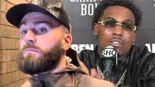 Caleb Plant RESPONDS to Jermall Charlo amp tells him WHY HE PULLED UP to watch him BEAT Benavidez Jr [upl. by Kciredohr981]