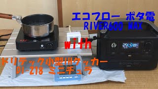 車中泊 コスパ最強コンビ 新型 超小型IHクッカーdretec DI218 ミニチュラポータブル電源ECOFLOW RIVER MAX [upl. by Yehus]