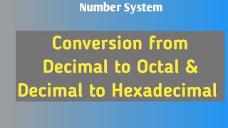 Lec3  Decimal to Octal  Decimal to Hexadecimal  Number Systemmalayalam [upl. by Nomla]