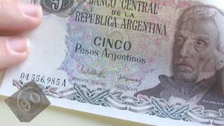 Cédula da Argentina  5 Pesos Argentinos [upl. by Aitnwahs]