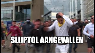 Slijptol aangevallen op grimmig antilockdownprotest [upl. by Aihsemot]