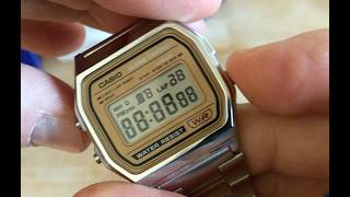 Casio A158WEA 9EF Gold Dial Unboxing [upl. by Ayisan]