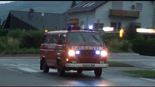 Einsatz während Unwetter Kurzzug der Feuerwehr Hemsbach  ELW  LF 1612  DLK 2312 [upl. by Mandler828]