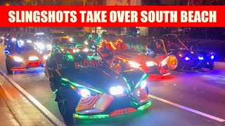 Slingshots Take Over South Beach  2022 Miami Polaris Slingshot Ride [upl. by Atrebor]