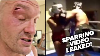 LEAK  Tyson Fury CUT in sparring video amp Fury REACTION to canceled Usyk fight [upl. by Naelcm]