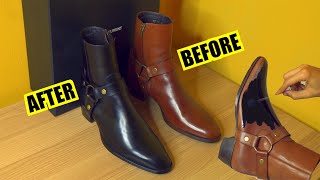 How I Dyed My Saint Laurent Leather Boots Black [upl. by Mariska120]