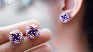 DIY seed beads stud earrings How to make beaded earrings Jewelry making [upl. by Pedroza]