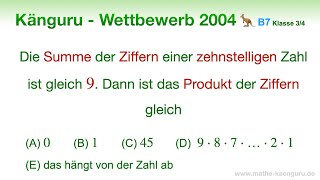 B7 🦘 Känguru 2004 🦘 Klasse 3 und 4  Kannst du dieses Zahlenrätsel lösen [upl. by Lupee75]