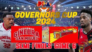 PBA LIVE 🔴BARANGAY GINEBRA VS SAN MIGUEL BEERMEN SEMI FINALS GAME 6PBA GOVERNORS CUP 2024 [upl. by Akem]