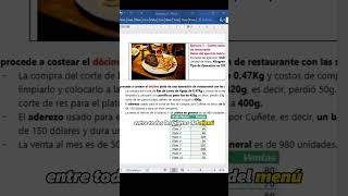 Como Costear Tu Plato de Restaurante  Costos con Excel  shorts [upl. by Pirozzo]