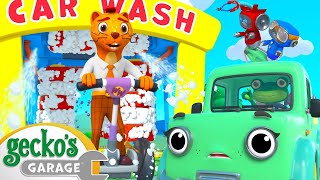 Runaway Car Wash  Geckos Garage  Cartoons For Kids  Toddler Fun Learning [upl. by Yatnahc]