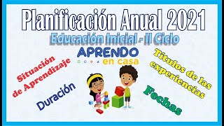 📅Planificación Anual 2021 👉Educación Inicial ✔II Ciclo👧🏻 [upl. by Sirrot]