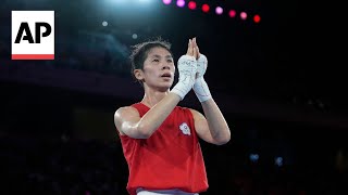 Fans celebrate as boxer Lin Yuting of Taiwan wins gold medal at Paris Olympics [upl. by Dinan]