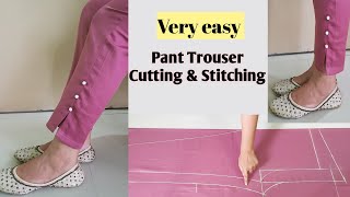 Very Easy Pant Trouser Cutting and StitchingPalazzo Pant Cutting and StitchingFor Beginners [upl. by Aseek]