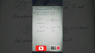 Write chemical equation involved in the preparation of phenol from chlorobenzene Chemistry [upl. by Jacquelyn703]