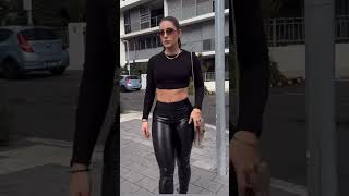 How To Go Viral in Leather Leggings Top 3  Casual Shiny Street Style Outfits [upl. by Nayr]