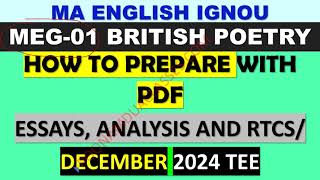 Meg 01 British Poetry How to Prepare December 2024 Tee IGNOU MA ENGLISH RTC ESSAY Questions PDF [upl. by Kunz]