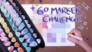 USING EVERY COLOUR TO MAKE ART  60 Marker Challenge  Arteza Everblend Markers [upl. by Mailliw]