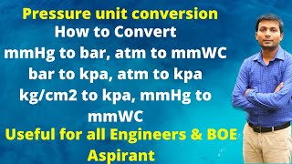 Pressure unit conversion in Hindi  mmHg to mmWC  mmWC to atm  mmHg to bar  mmHg to Torr [upl. by Cherida]