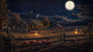 Peaceful Pumpkin Farm Autumn Ambience with Relaxing Crackling Fire amp Night Nature Sounds for Sleep [upl. by Brianna]