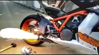 KTM 1190 RC8 Exhaust Sound Compilation Exhaust flames Pop and Crackles Loud Noises [upl. by Caldera897]