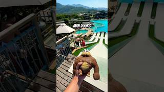 GIANT 200KG MAN GOES DOWN WATER SLIDE [upl. by Dniren]