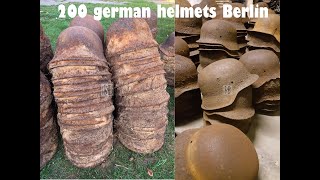 200 German helmets found on the berlin battlefield all stacked up another [upl. by Mahseh]