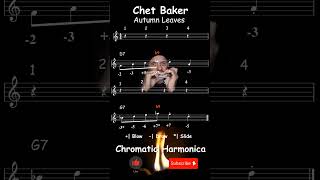 Autumn Leaves  Chet Baker  Transposing licks  D7  G7  Jazz Chromatic Harmonica Tabs Key of C [upl. by Cresida954]