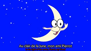 ♫ Au Clair de la Lune ♫ Nursery Rhyme in French ♫ Comptine en Français ♫ [upl. by Nelda]