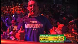 PDC World Tour 2014  Perth Darts Masters 2014  First Round  van Gerwen VS K Anderson [upl. by Rawlinson]