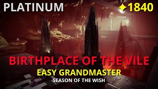 Birthplace of the Vile  Easy 1840 Grandmaster Nightfall  Destiny 2 PS5 [upl. by Einnahpets]