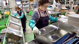 Process of Mass Producing Kitchen Sinks by Automated Robots Amazing Stainless Sink Factory [upl. by Esialb]