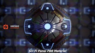 Making a metal SciFi panel PBR Material in Substance Designer  Tutorial timelapsed [upl. by Ainezey]