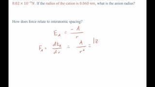 interatomic forces worked mse example problem [upl. by Polard835]