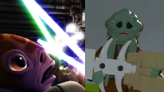 Star Wars Nahdar Vebb death comparison TCW vs Star Wars Episode III [upl. by Bartosch257]