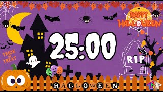 25Minute Countdown Timer with Music Halloween 🤍🎼⏰🎃👻 [upl. by Stanislaus964]