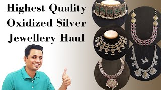 Oxidized Jewellery Haul  Silver Jewellery Haul  High Quality Necklace Choker Pendants [upl. by Aibat]