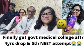 Vlog14Finally got a Government MBBS College in 5th NEET attempt after 4yr drop Happiness in family😍 [upl. by Nathanael]