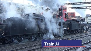 C 56 2978 “Elefant” amp B 34 1367 Doppeltraktion  SBB Historic Dampflok Steam LocomotiveRotkreuz [upl. by Tneicniv]