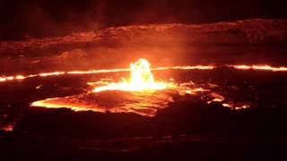 Erupting Lava at Erta Ale Volcano Ethiopia [upl. by Garv]