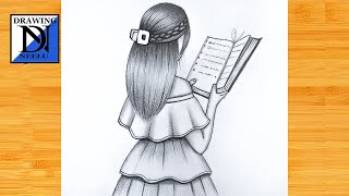 How to draw a Girl reading book Drawing easy  Pencil sketch for beginner  Drawing tutorial [upl. by Jacquet]