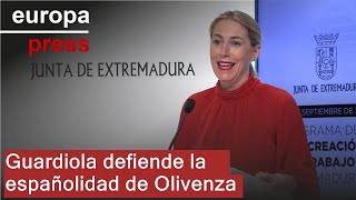 María Guardiola defiende la españolidad de Olivenza quotNo cabe discusiónquot [upl. by Annahsirhc]