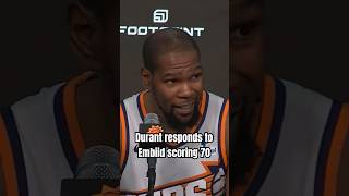 Kevin Durant Responds to Journalist Who Tells Him Joel Embiid Scored 70 Points Against the Spurs [upl. by Anairda]