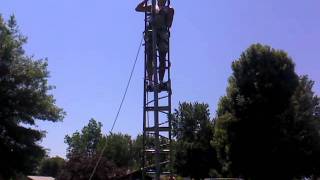 Climbing a ladder to put a new rope on our flagpole [upl. by Ag]