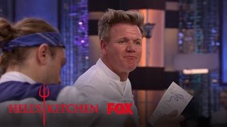 Gordon Ramsay Punches The Blue Teams Undercooked Salmon  Season 16 Ep 4  HELLS KITCHEN [upl. by Aleacin]