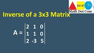 Finding Inverse of a 3x3 Matrix Using Determinant AdjointAdjugateCofactorsMatricesMath Dot Com [upl. by Spear]