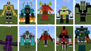 TOP 5  ADDON BEN 10 OMNIVERSE ULTIMATE ALIEN ULTIMATRIXOMNITRIXANTITRIX amp ENEMIES MINECRAFT PE [upl. by Eihtur]