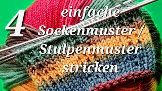 4 einfache Sockenmuster stricken [upl. by Franz]