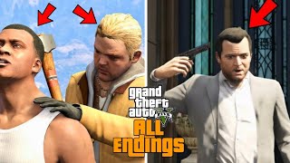 GTA 5  All 6 Endings ABC Brad Beta amp Secret [upl. by Ydnerb]